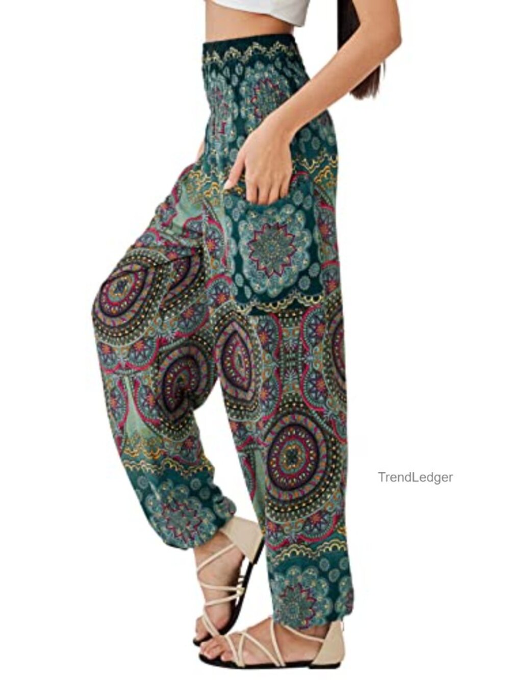 Boho Harem Yoga Pants with Pockets – Flowy Hippie Lounge Pants
